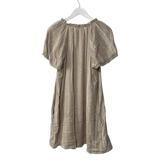 CUPIO WOMENS SIZE LARGE SPLIT NECK RAGLAN SLEEVE MINI DRESS NEUTRAL BEIGE NEW - Picture 6 of 13